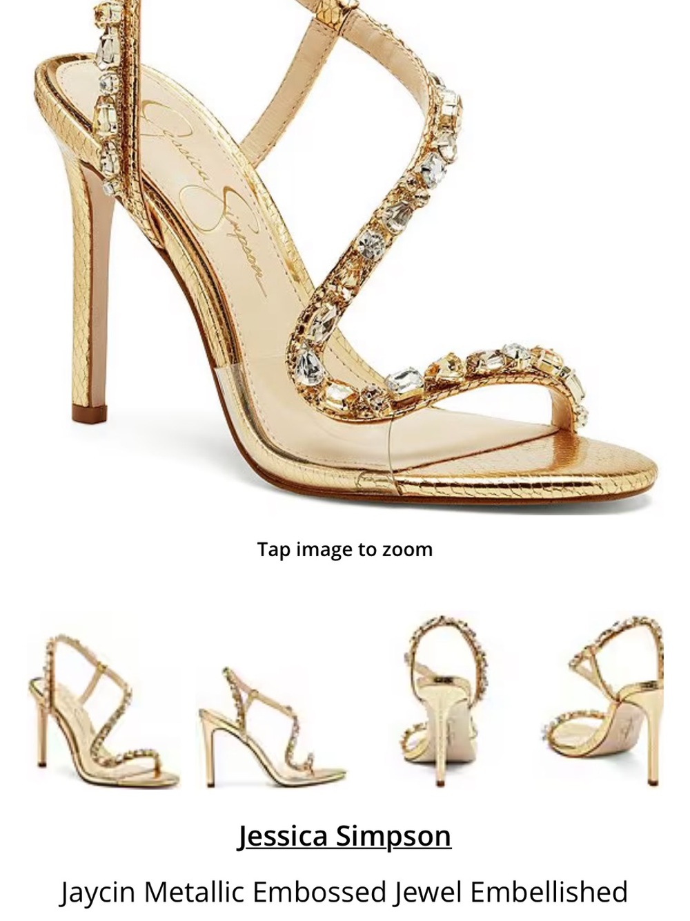 Jessica Simpson Gold Jeweled Strappy Stiletto Sandals - Picture 1 of 4
